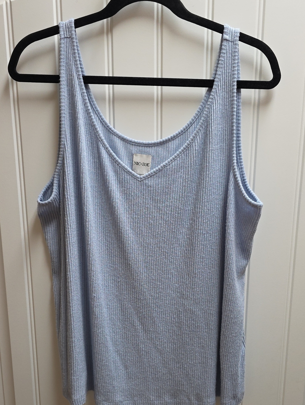 NIC+ZOE Pale Blue Ribbed Scoop Tank XXL